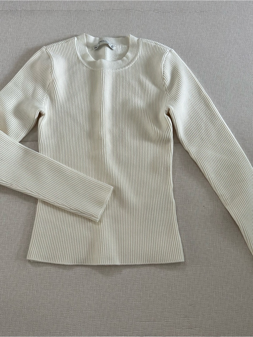 NWOT A&F Ribbed Crewneck Long Sleeve Top - Cream